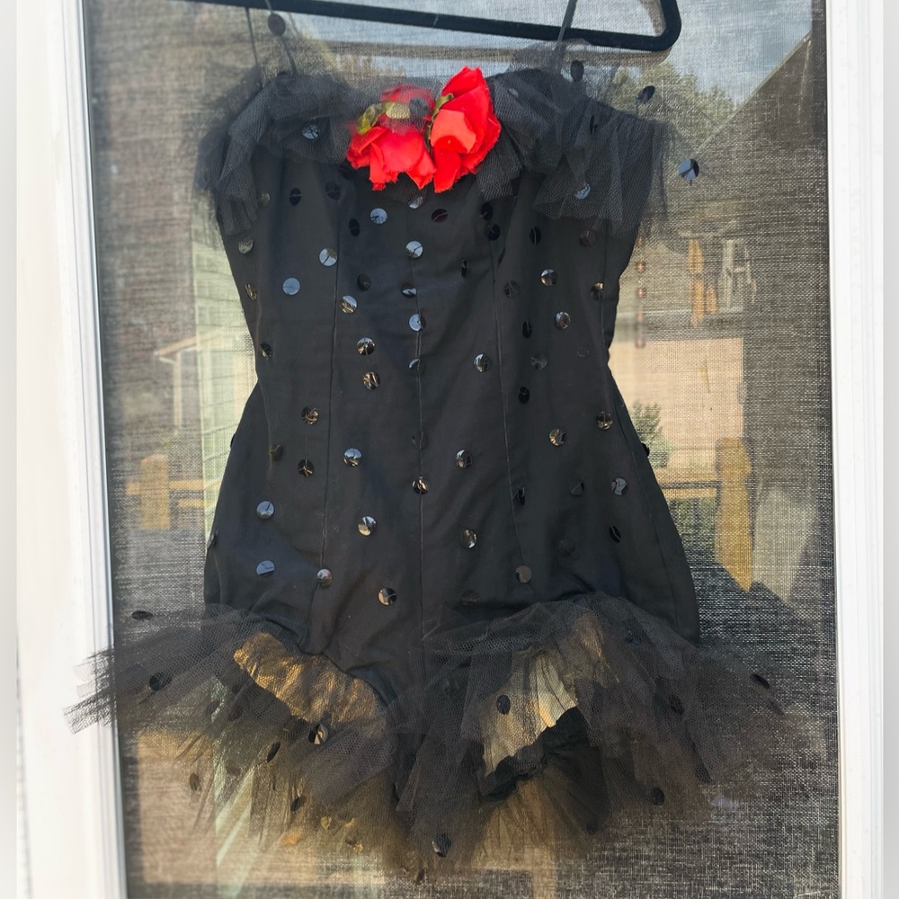 VTG 1940s dance burlesque costume Josephine baker handmade corset small black